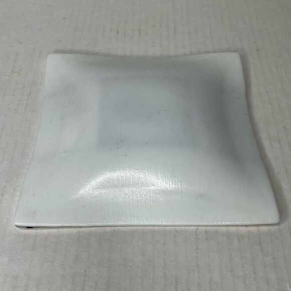 Fused Glass Trinket Plate Handmade‎ Blue Gray White Square 6.5” Murano Style - Picture 6 of 7